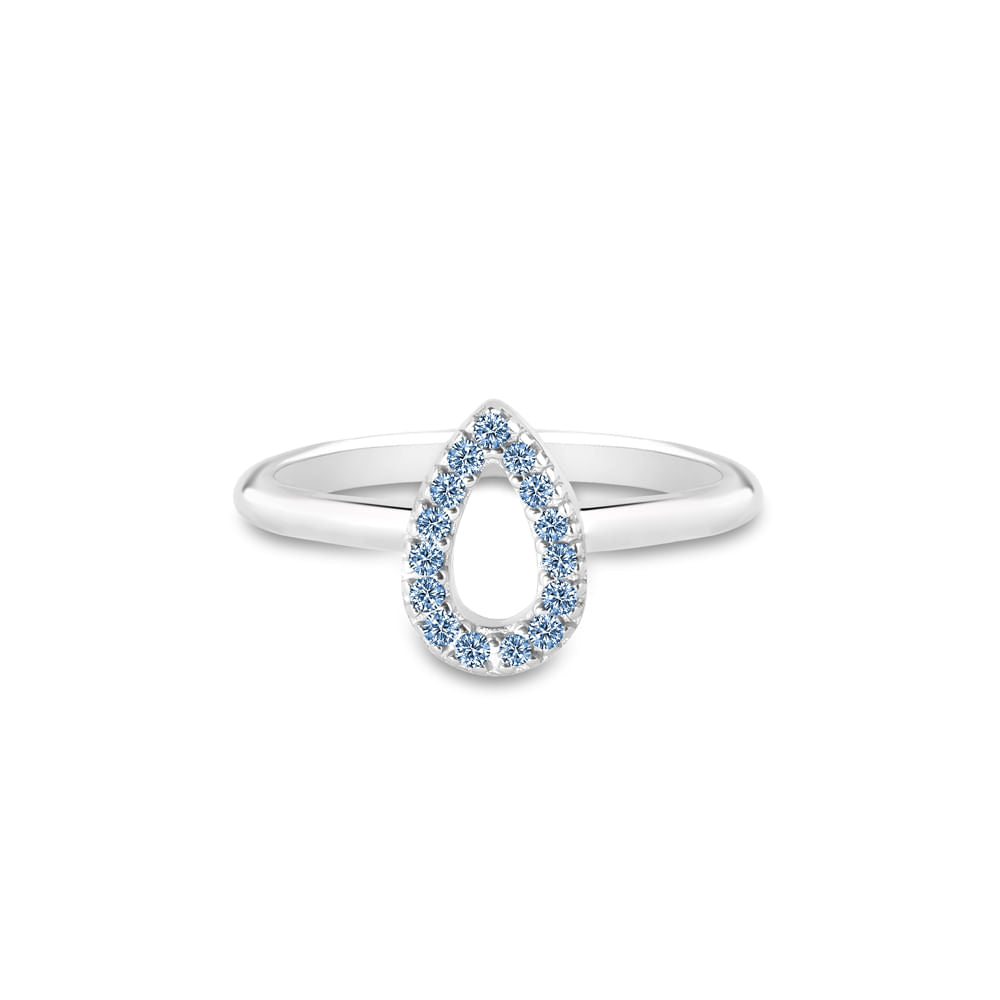 Anel Life Astro Gota Prata 925 com Pedras Azuis, Joia Feminina Elegante