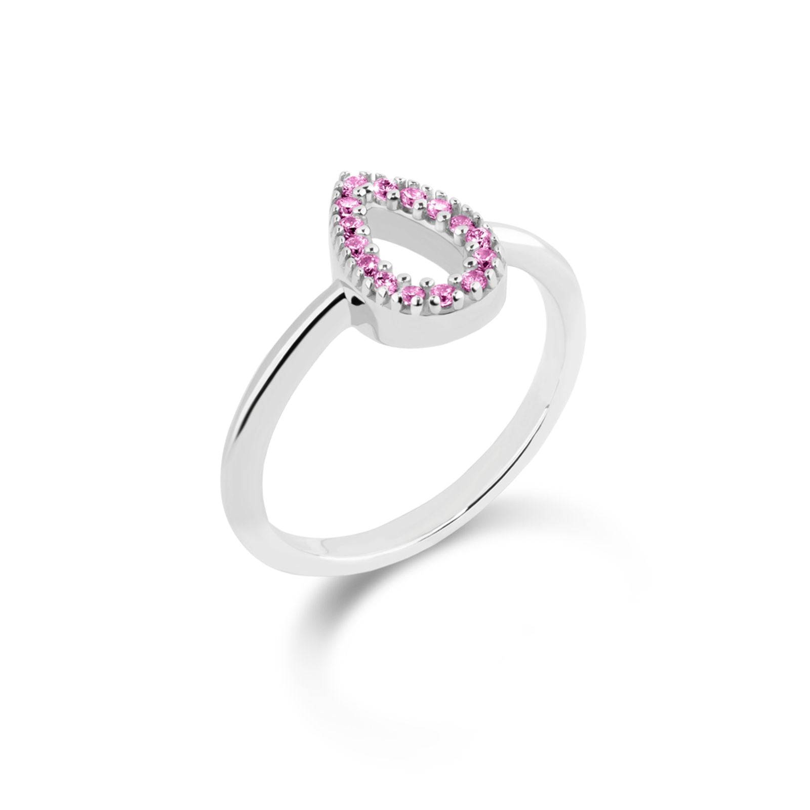 Anel Life Astro Gota Prata 925 Pedras Rosas Zircônia: Elegância Delicada, Brilho Estelar