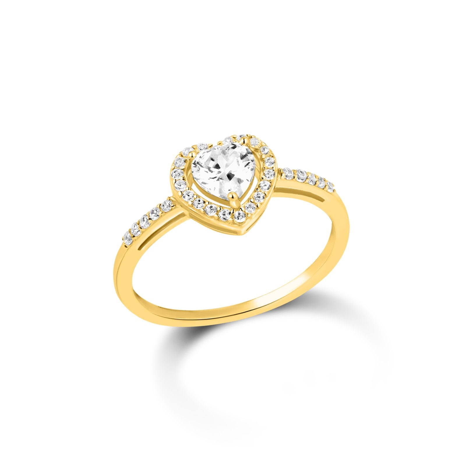 Anel Coração Life Forms Prata 925 Banho Ouro 18k Cravejado Incolores Elegante
