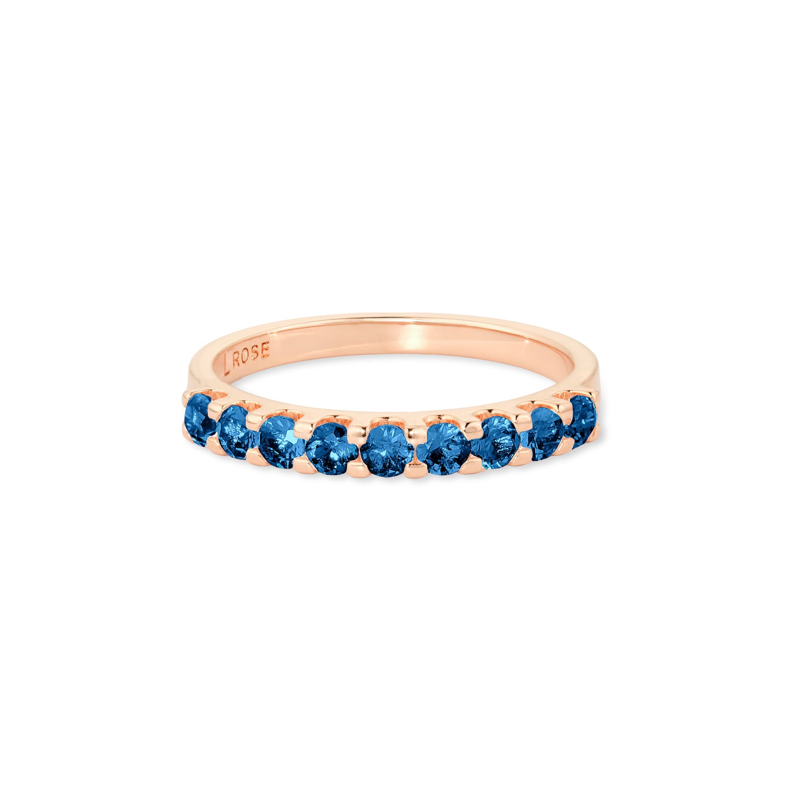 Anel Feminino Life Intense II Banhado Ouro Rosé 18K com Pedras Azuis