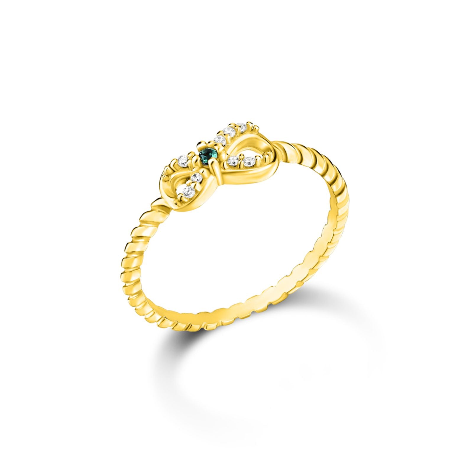 Anel Life Patuás Infinito Prata 925 Banho Ouro 18k Pedras Verde
