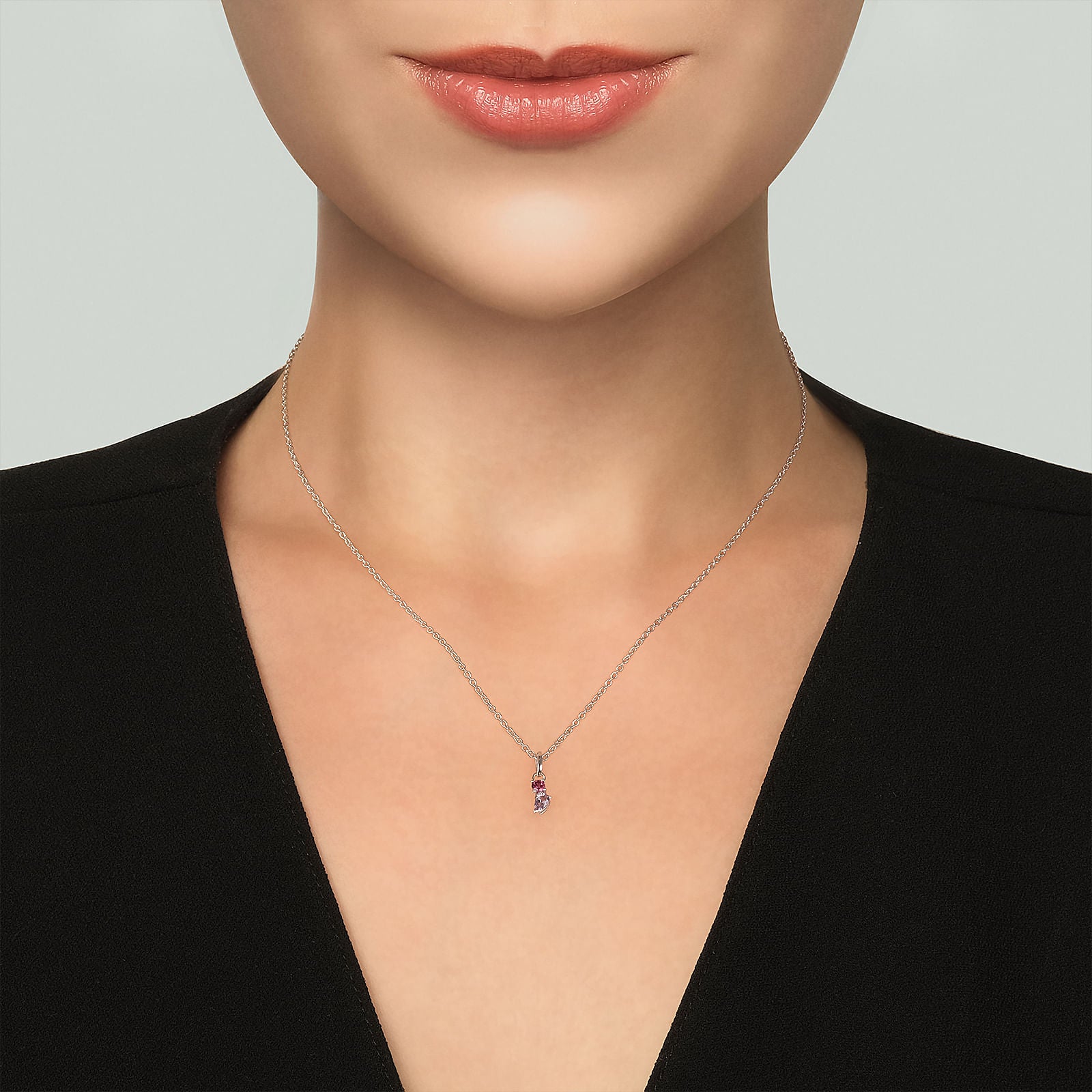 Colar Color Prata 925 Rodolita Ametista Vivara 45cm Elegância Deslumbrante