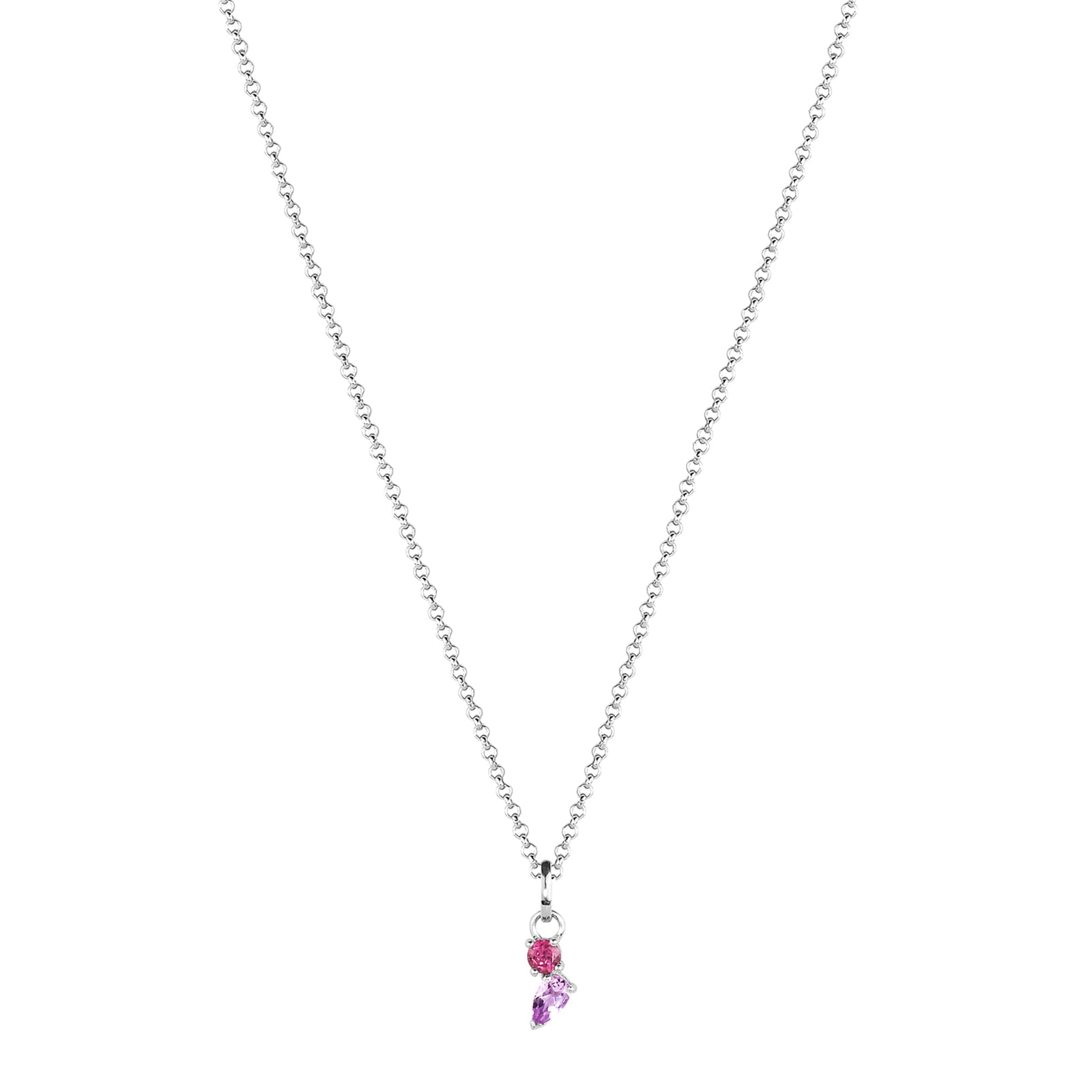 Colar Color Prata 925 Rodolita Ametista Vivara 45cm Elegância Deslumbrante