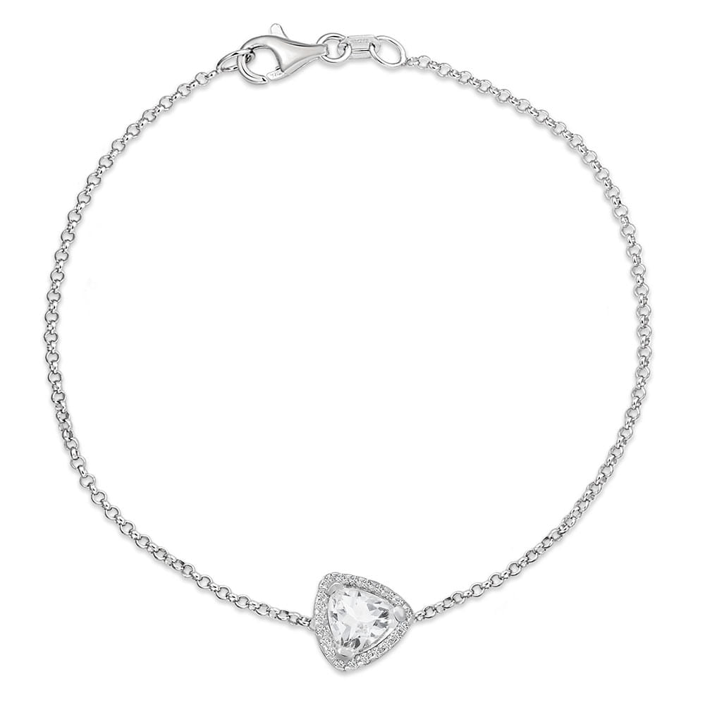 Pulseira Elegante Cristal Vivara Prata 925 Topázios Incolores Ajustável Feminina Luxo