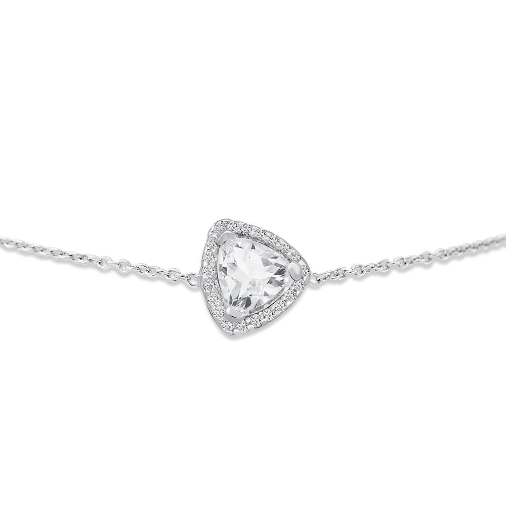 Pulseira Elegante Cristal Vivara Prata 925 Topázios Incolores Ajustável Feminina Luxo