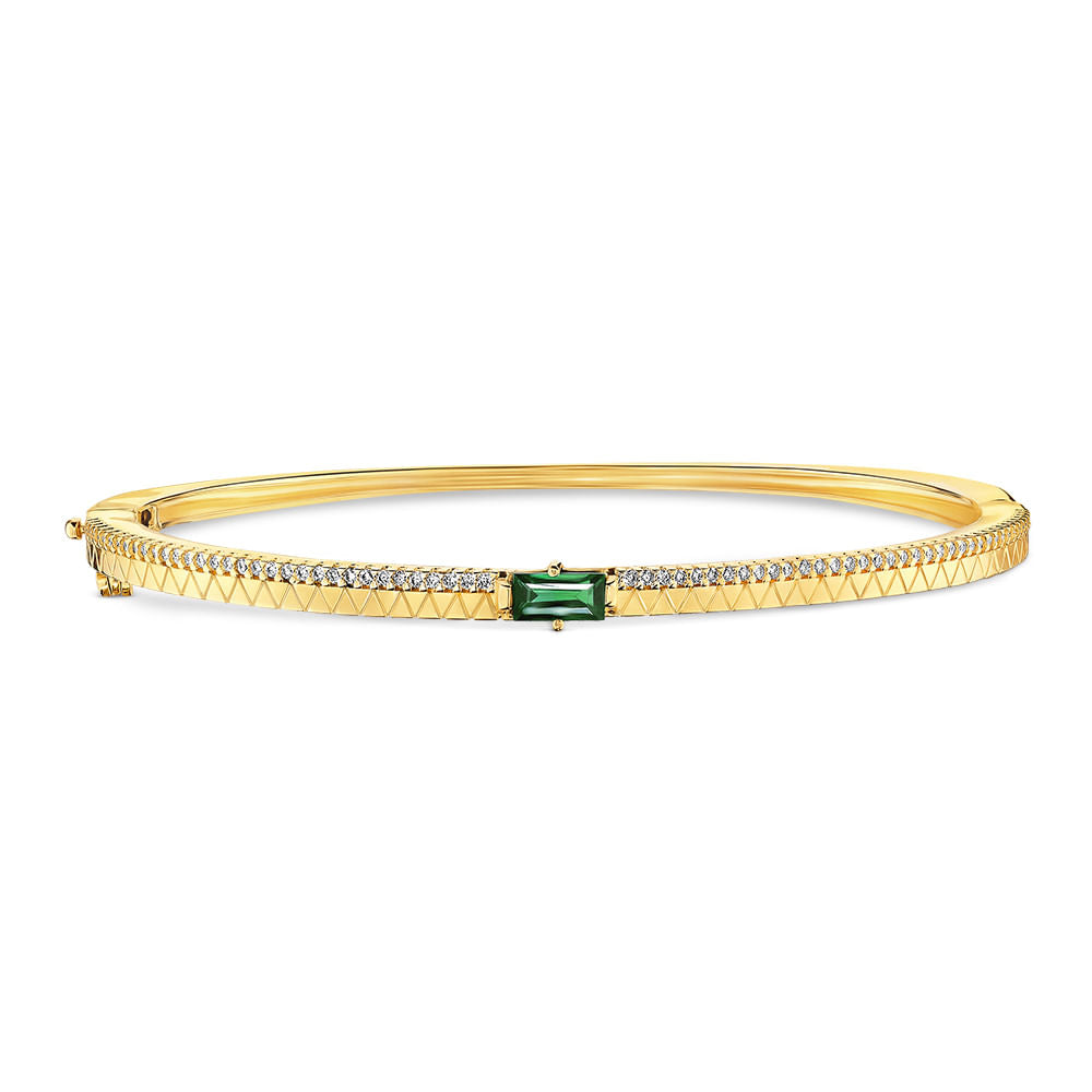 Pulseira Icona Vivara Luxuosa em Ouro Amarelo 18k Turmalina Verde Diamantes