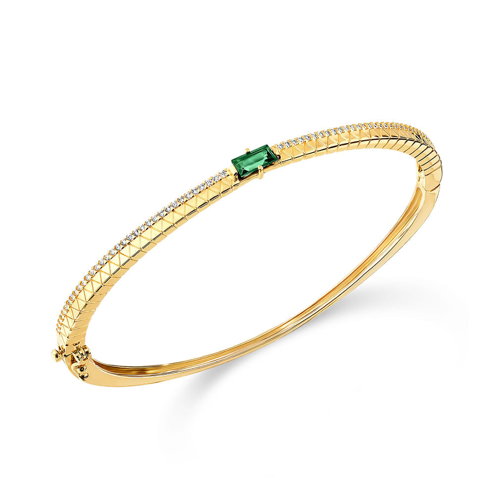 Pulseira Icona Vivara Luxuosa em Ouro Amarelo 18k Turmalina Verde Diamantes