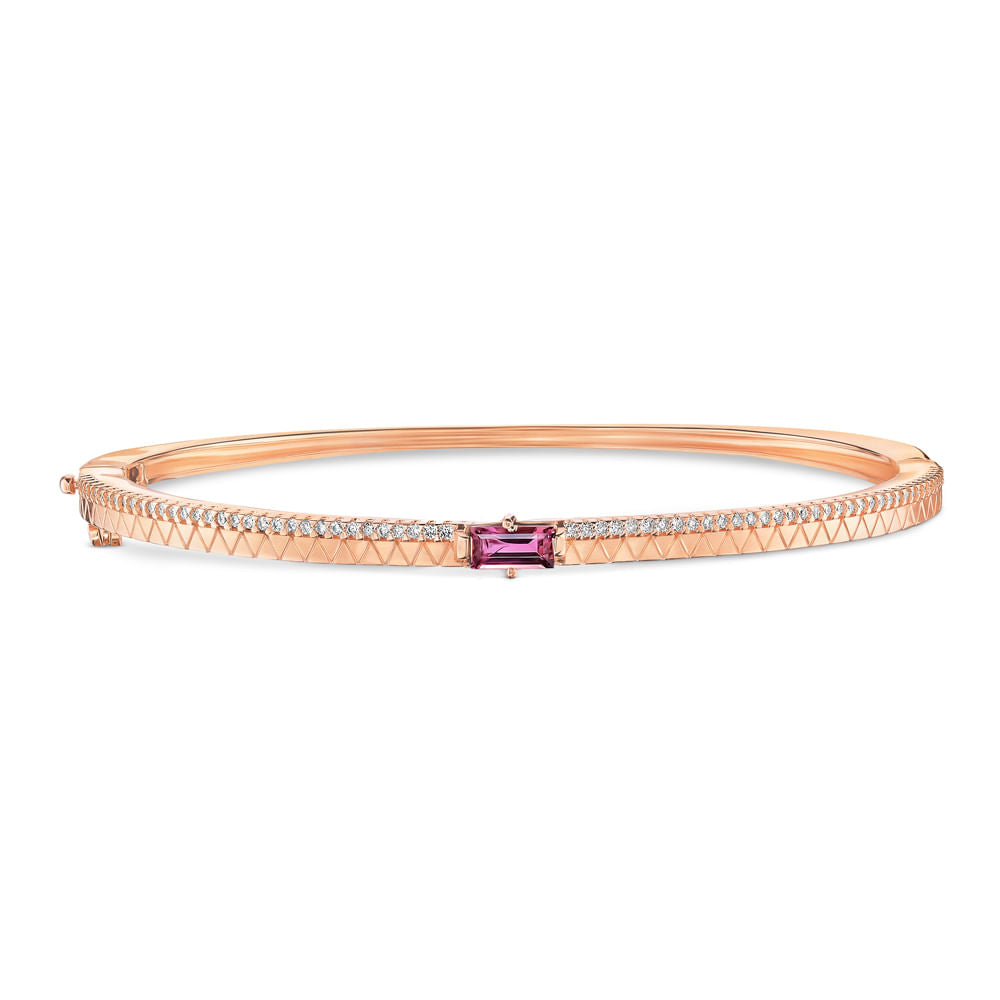 Pulseira Icona Vivara Ouro 18k Turmalina Rosa e Diamantes Luxuosos Feminina Elegante