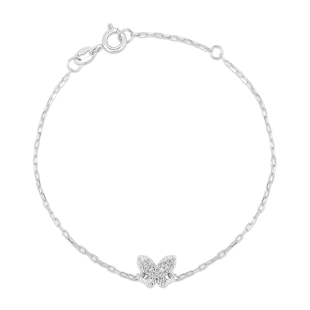 Pulseira Teen Borboleta Vivara em Ouro Branco 18k com Diamantes Brilhantes