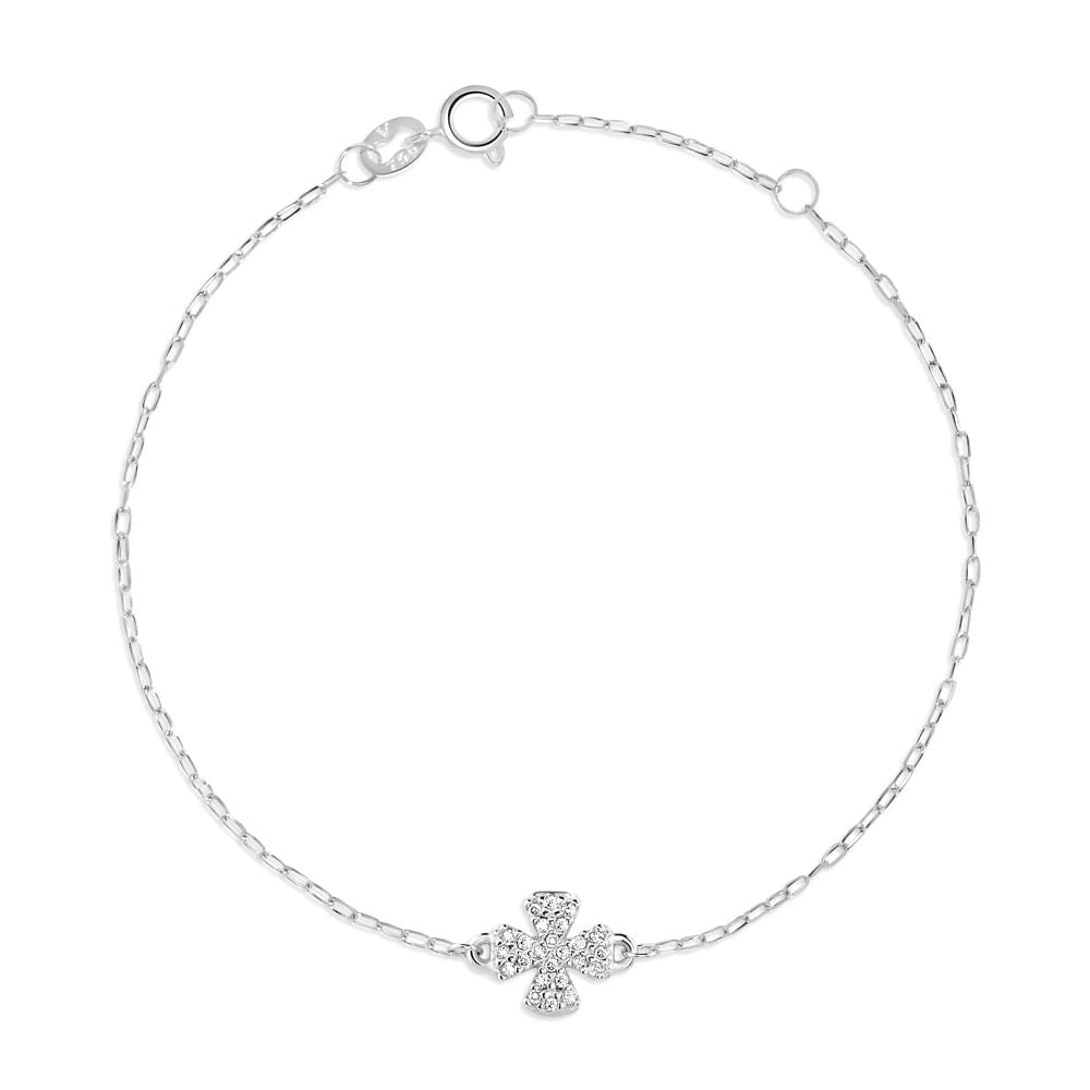 Pulseira Trevo Teen Luxo Ouro Branco 18k com Diamantes Brilhantes Vivara