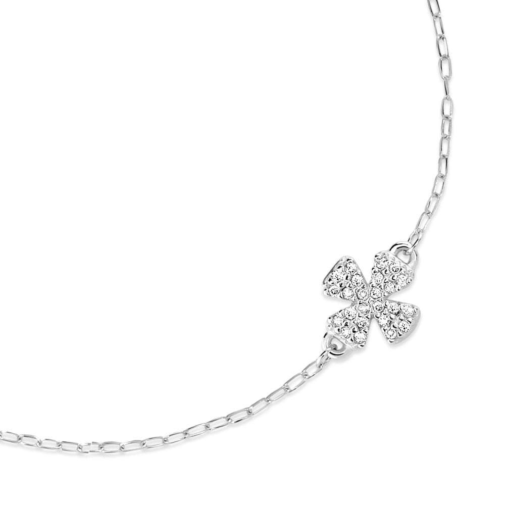 Pulseira Trevo Teen Luxo Ouro Branco 18k com Diamantes Brilhantes Vivara